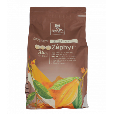 Zephyr 34% - Chocolat de couverture blanc en pistoles 1kg BARRY