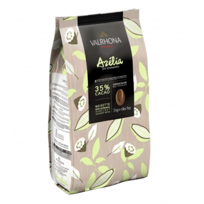 Azélia 35% - Création gourmande chocolat lait noisette en fèves 3kg VALRHONA