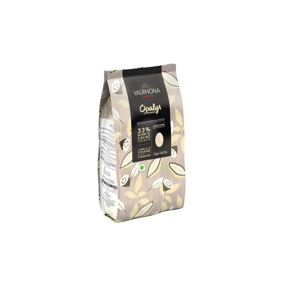 Opalys 33% - Chocolat de couverture blanc en fèves 3kg VALRHONA