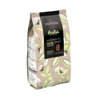 Azélia 35% - Création gourmande chocolat lait noisette en fèves 1kg VALRHONA