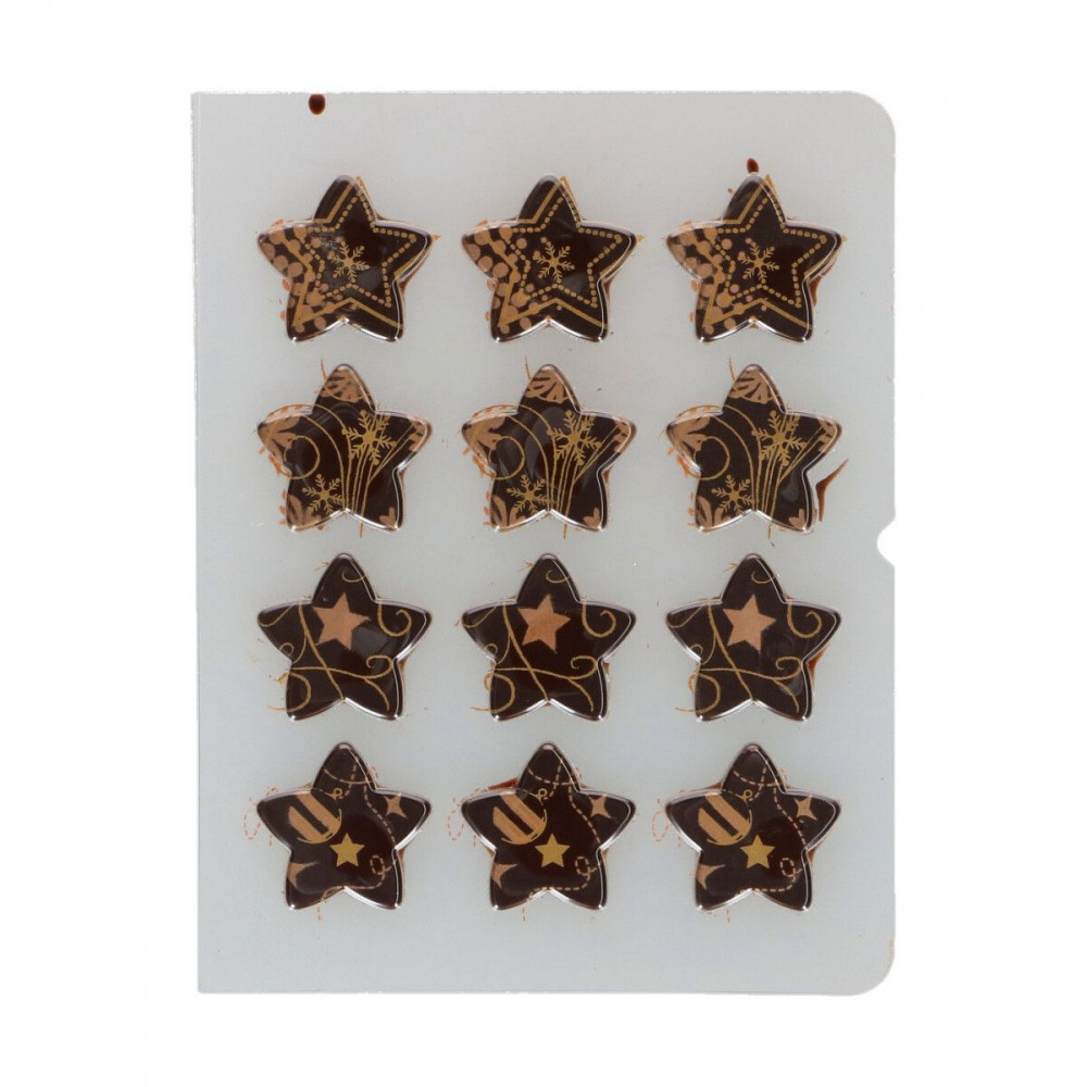 12 décorations de Noël en chocolat bronze et or- Funcakes
