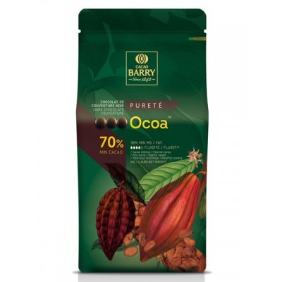 Ocoa 70% Q-fermentation Chocolat de couverture noir en pistoles 1kg Cacao Barry