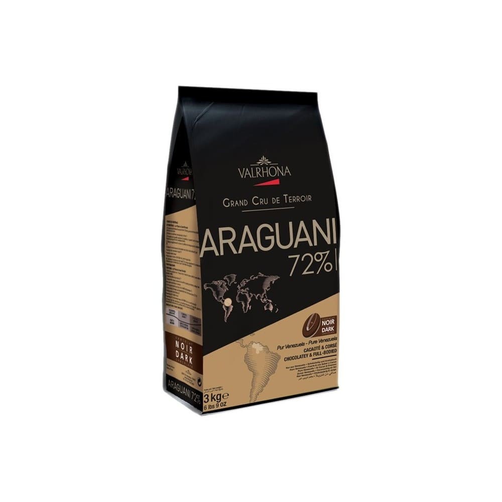 Araguani 72% - Chocolat de couverture noir pur Venezuela en fèves 200g VALRHONA