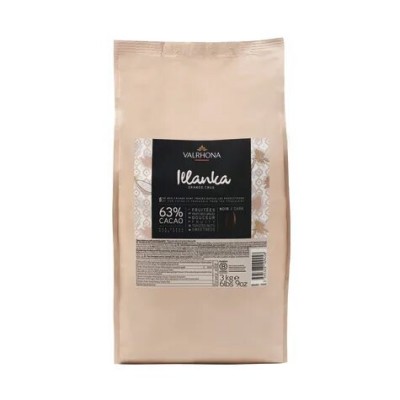 Illanka 63% - Chocolat de couverture noir pur Pérou en fèves 1kg VALRHONA